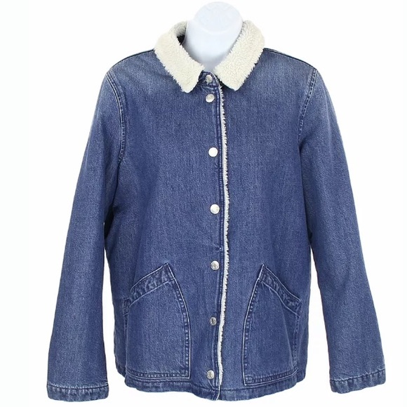 J Crew Denim Sherpa Lined Swing Jacket NEW - Picture 2 of 7